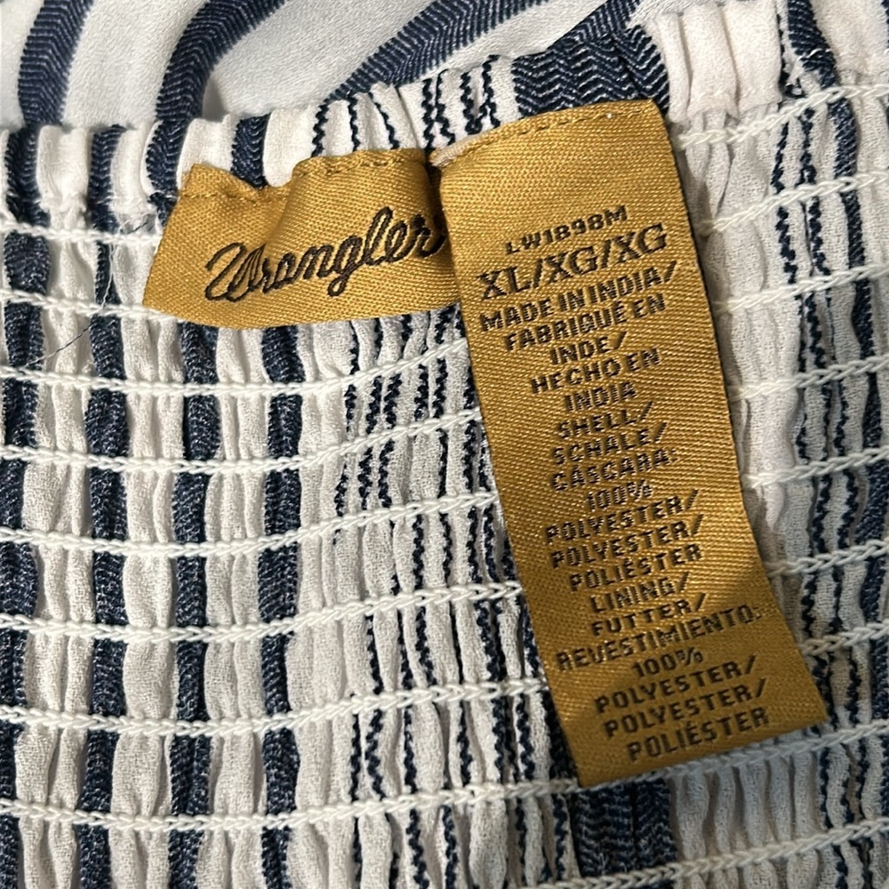 Wrangler Striped Jumpsuit Romper White Blue Lightweight Spaghetti Straps XL - Picture 9 of 12